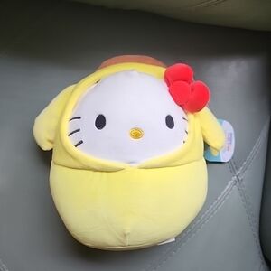 Squishmallows Hello Kitty Yellow Plush & Red Bow Shorts 8"Stuffed  Toy NWT